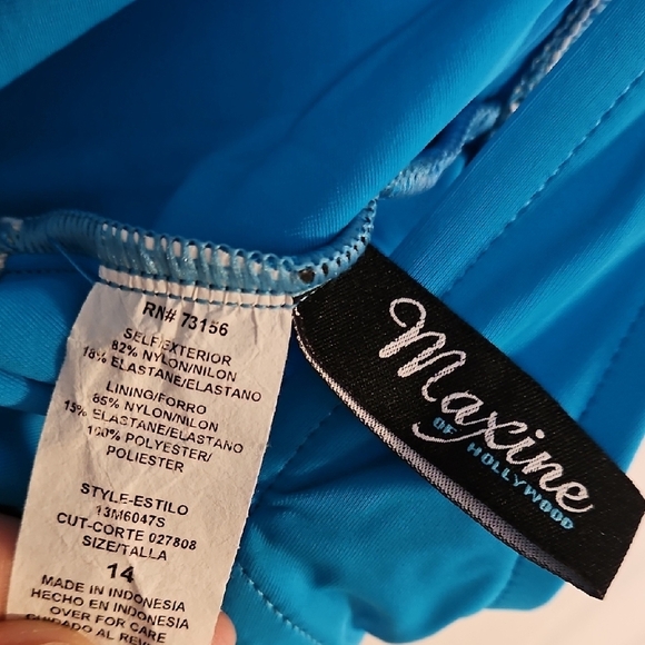 MAXINE Womens Size 14 Large Blue Swimsuit One Piece Scrunch Unworn NWT - Picture 3 of 3